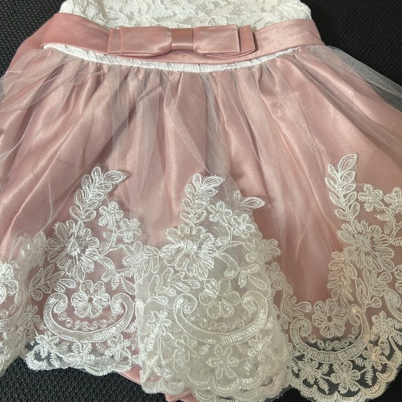 Beautiful pink gown with white lace - Picture 2 of 6